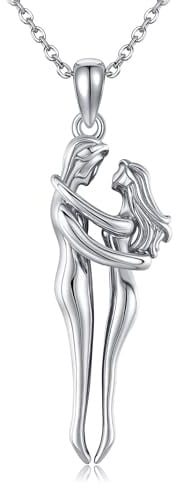 ONEFINITY Passende Halsketten S925 Sterling Silber Pinky Promise/Puzzle/Hug Paar Anhänger Halskette Fernbeziehung Schmuck für Frauen Männer Sie und Ihn