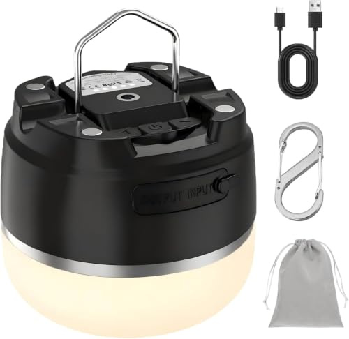 LED Campinglampe wiederaufladbar, 8000mAh, 220h Laufzeit, 5 Helligkeitsstufen & 3 Modi inkl. SOS, wasserdichte Campinglaterne mit starkem Magnet für Outdoor, Wandern & Notfall
