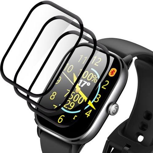 3 Piezas Protector Pantalla para Amazfit GTS 3/ GTS 4, protector de pantalla, Sin Burbujas, Antiarañazos, Dureza 9H, cristal templado irrompible