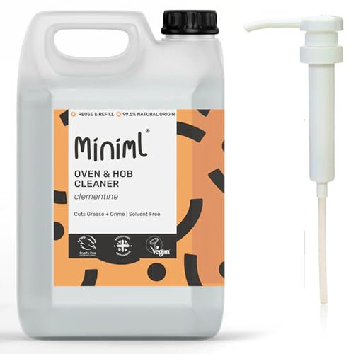 Bundle - Miniml Oven & Hob Cleaner, 5L Refill & 5L Pump - Clementine Citrus Scent, Powerful Grease & Grime Remover, Solvent-Free, Cruelty-Free, Vegan, Natural & Plant-Based