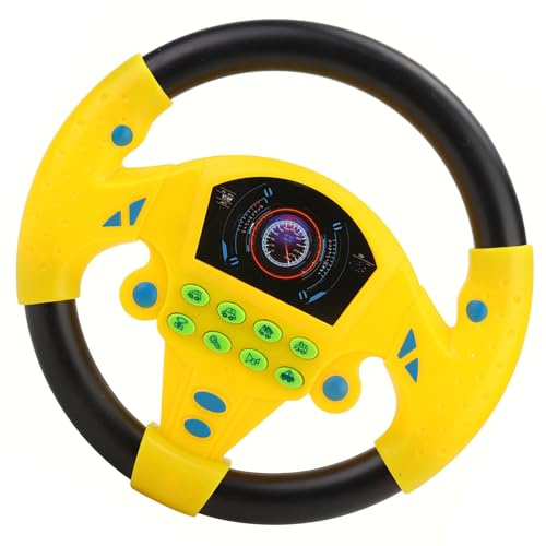 Gegong Pädagogisches Copilot-Lenkrad für Kinder mit Musik, intelligentes Spielzeug-Lenkrad für Kinder, Auto-Lenkwerkzeug (Gelb)