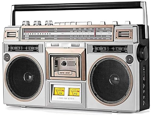 Boombox Lecteur CD avec Bluetooth, radio FM/DAB+, enregistrement USB et enregistreur cassette pour réunions de famille et voyage