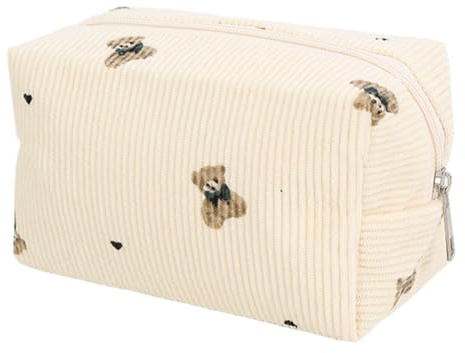 KEWUF Kosmetiktasche Damen Set-Cord Kulturtasche Kosmetikbeutel Make-up Tasche Große Cosmetic Bag Waschtasche Frauen Mädchen für Alltag und Reisen(Beige)