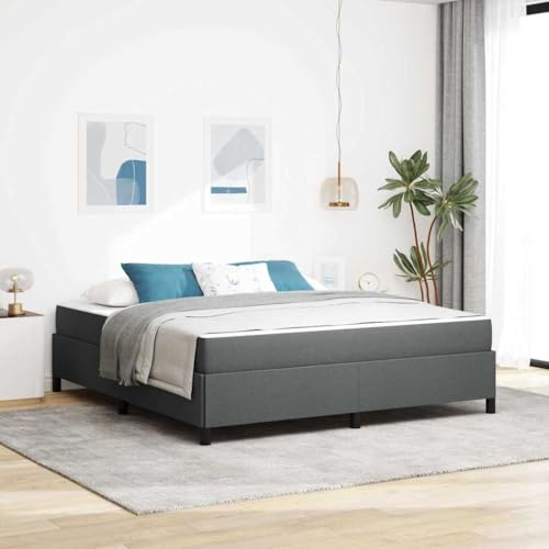 Mandloder Boxspringbett Dunkelgrau 180x200 cm, Stoffbezug, mit Matratze, Stabiler Holzrahmen, modernes Design für Schlafzimmer, Super King Size Bett