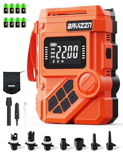 BAVIZZN 22Psi Paddle Board Electric Pump 59.2WH Paddle Board Pump Rechargeable 45W Type C Inflator And Deflator 12V Dc For Paddle Board,Boat,Kayaks,Water Sports