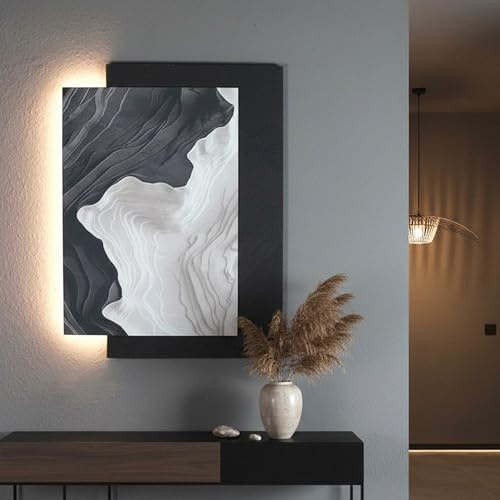Arnusa LED Wandbild mit indirekter Beleuchtung, modernes Wandbild mit Licht, USB, Fernbedienung, 60×80 cm WD007 Wandskulptur Wanddeko