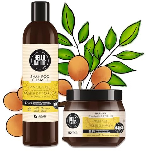 P-Beauty Naturkosmetik Marula Öl Haarpflege Set Shampoo & Haarmaske - Bio & Vegan - Haarshampoo für intensive Reparatur, Feuchtigkeit & Glanz - Haarkur für trockenes, geschädigtes Haar ohne Silikone