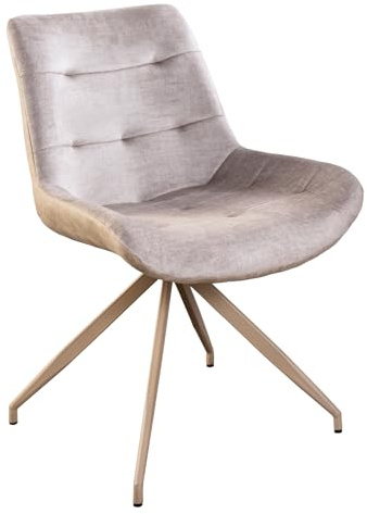 Riess Ambiente Design Stuhl DIVANI - Champagner beige - Samt Esszimmerstuhl mit Metallgestell Polsterstuhl