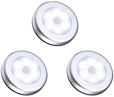 ORIA Bewegungsmelder Nachtlicht, 3 Stk Bewegungsmelder Auto LED Nachtlicht, Schrankleuchten Licht, Treppe Nachtlicht, Wandschrank Licht, Nachtlicht für Kabinett, Treppen, Küche