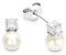 Amor Ohrstecker 925 Sterling Silber Damen Ohrschmuck, mit Zirkonia synth., mit Muschelkernperle, 1 cm, Silber, Kommt in Schmuck Geschenk Box.