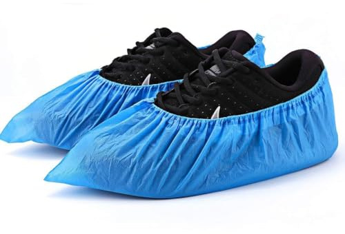 Shoe Covers Disposable Non Slip -100 Pack(50 pairs) 15.7'' Hygienic Waterproof Foot Booties Covers Recyclable Shoe Booties Covers for Indoors, Fits Up to US Men's 11 & US Women's 12.5