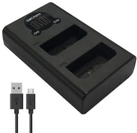 Dot.Foto LP-E10 Chargeur Double de Batterie USB LCD Rapide (LC-E10E Type) pour Canon EOS 1100D, 1200D, 1300D, 1500D, 2000D, 3000D, 4000D