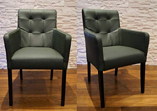 Quattro Meble Dunkelgrün Echtleder Esszimmerstühle David Arm Pik Stühle aus Leder & Massivholz Lederstühle Sessel mit Armlehnen Echt Leder Esszimmer Stuhl