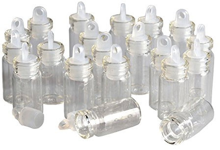 Jarvials 100pcs 1ml Transparente Glasflasche mit Gummistopfen,Der Gummistopfen kann durch Aufstecken des Seils in eine kristallklare Anhängerflasche verwandelt werden. (1ml)