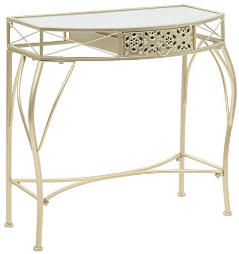 Festnight Beistelltisch Französischer Stil | Metall Konsolentisch | Vintage Flurtisch | Retro Konsole Ablagetisch | Gold 82 x 39 x 76 cm