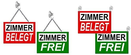 Desi-Schilder Zimmer frei/belegt-Aluminium Verbund-30 x 20 cm Wendeschild-Infoschild-Hängeschild-Schild (Nr. 139-17 A mit Kettchen + 1 Saughaken)