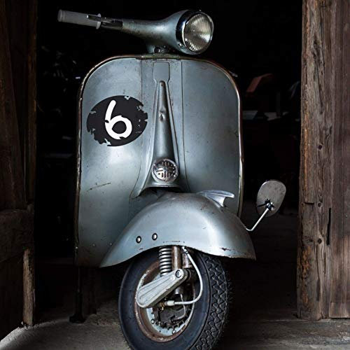 vintage Aufkleber/Sticker Startnummer für Vespa Ape Piaggio Lambretta Roller matt schwarz Wunschzahl -größe z.B. Sei Giorni