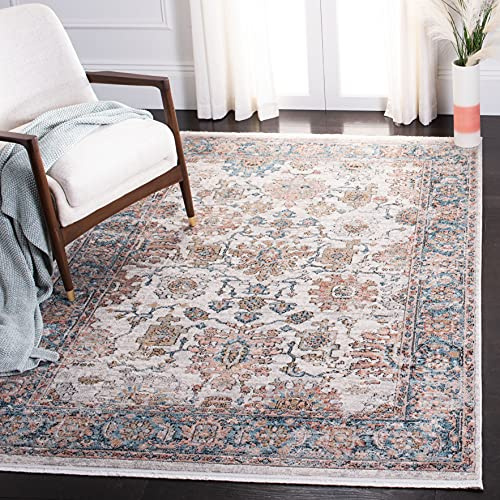 SAFAVIEH Zeitgenössische Teppich für Wohnzimmer, Esszimmer, Schlafzimmer - Shivan Collection, Kurzer Flor, Grau und Blau, 122 X 183 cm