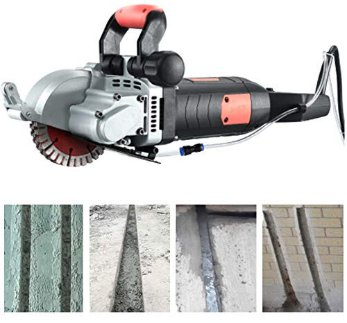 Huanyu 5500W Electric Wall Chaser Advanced 133mm Wall Groove Cutting Machine with Rotable Handle & Automatic Cover Max 40mm Notcher Groover for Brick Granite Marble Tile 10 pcs Blades