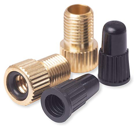 Harlington Group 4 pcs Pack Brass Presta to Schrader Bike Valve Adaptor Pump Adapter Converter For Road and Mountain Bike Supplied With 2 Valve Adaptors and 2 Presta Dust Caps