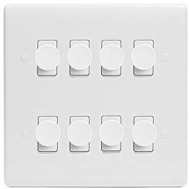 Lieber Silk White 8 Gang Dimmer Switch 2 Way Trailing Edge LED 400W - Curved Edge