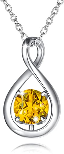 FANCIME Infinity Geburtsstein Halskette für Damen 925 Sterling Silber Kette | vergoldet Unendlichkeit Edelstein Anhänger feiner Schmuck Muttertag Weihnachten Jubiläums Geburtstag Geschenke für Frau Mama
