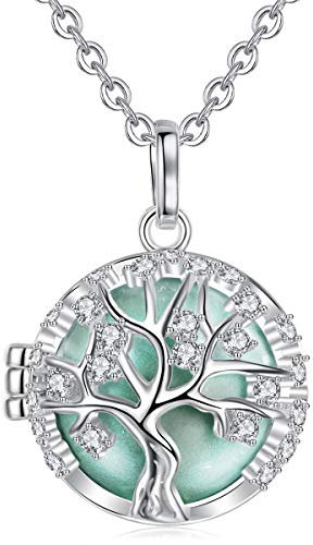 AEONSLOVE Bola de Grossesse, Collier Bola Grossesse pour Maman Pendentif Arbre de Vie Cage avec Boule Sonore pour Amoureux des Chats Joujou de Bébé Clochette des Anges