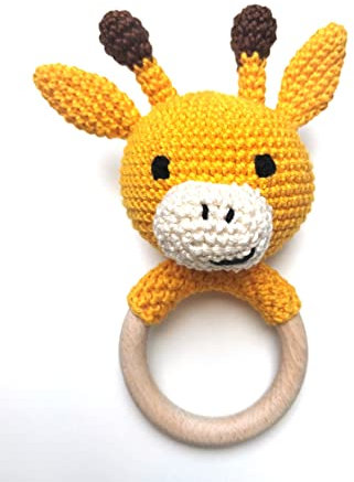 Rassel, Greifling, Beißring Giraffe - gehäkelt