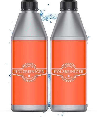 Holzreiniger und Holzentgrauer 2x 1L farblos I Holzboden-Reiniger für vergrautes Hartholz Innen & Außen I Parkettreiniger, Terrassenreiniger, Holzmöbel -Reiniger & WPC Reiniger - BEKATEQ BE-415