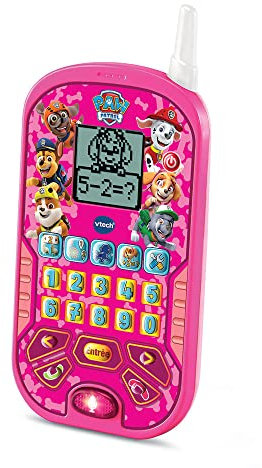 VTech - Pat' Patrouille, Le Smartphone Éducatif Rose, Téléphone Portable Enfant avec Écran Rétroéclairé, 4 Jeux, Jouet Interactif Paw Patrol, Cadeau Enfant de 3 Ans à 7 Ans - Contenu en Français