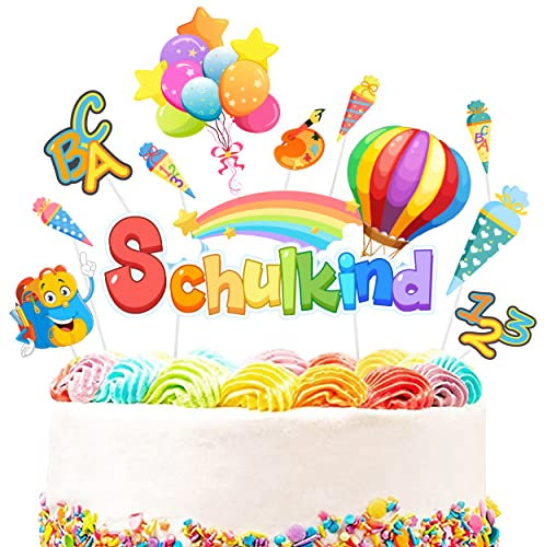 ImnBest Schulanfang Tortendeko, Tortendeko Einschulung - Cupcake Topper Dekorationen Kuchendeko Schulanfang, für Schulkind Junge Mädchen Geschenk und Tortendeko Schulanfang Party Deko.
