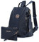 MKP COLLECTION Modischer Damen-Rucksack, Geldbörse, mehrere Taschen, Anti-Diebstahl-Rucksack, Reise-Umhängetasche, Handtaschen-Set, 2-teilig, Blau, Medium, Modischer Damen-Rucksack