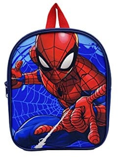 Spiderman Rucksack Kinder Jungen Kindergartenrucksack - Original Marvel Fanartikel Motiv 101 - Backpack Kinderrucksack Kindergarten - großes Hauptfach - 25 x 20 x 8 cm, blau/rot