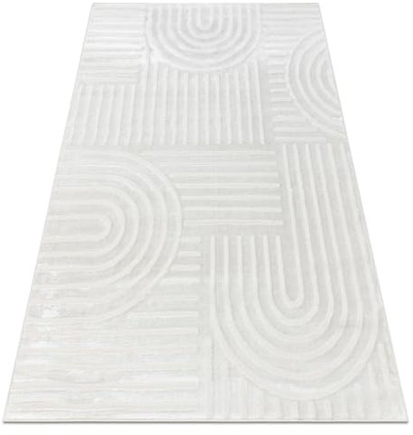 rugsx Teppich Balance 1918 Sahne - geometrisch, strukturiert, glamourös - weich & modern für Wohnzimmer, Schlafzimmer, Büro, Jugendzimmer - 140x190 cm