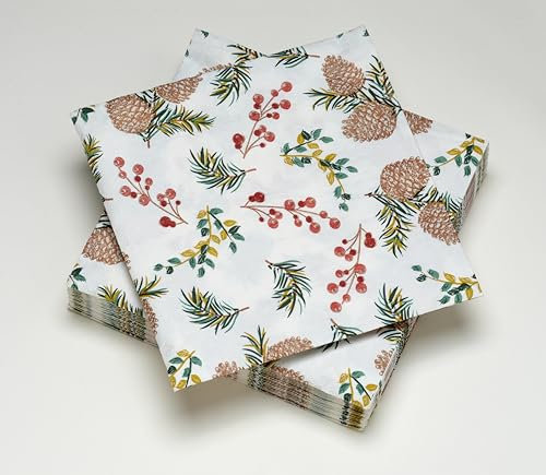 20 servilletas de pino de navidad de guata de 3 capas, 33 x 33 cm
