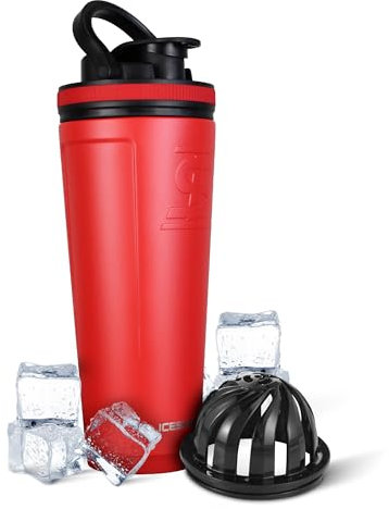 Ice Shaker - Botella agitadora de 36 onzas, botella de agua de acero inoxidable y coctelera de proteínas, como se vio en Shark Tank, botella de agua de acero inoxidable reutilizable, botella de agua