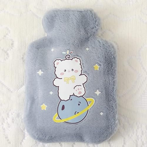 Hot Water Bottle Soft Plush Cartoon Cute Hot Water Bottle Hand Warmer 750ml (F)