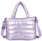 GSenhui Flauschige Handtasche Damen Umhängetasche, Baumwolle Nylon Große Tote Bag, Stepptasche Shopper Gesteppte Tasche Damen, Einfarbig Crossbody Bag Damen breiter gurt für Arbeit Reisen Schule