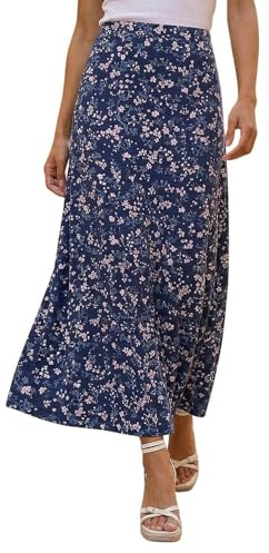 Roman Jersey Skirt for Women UK - Ladies Midi Maxi Floral Animal Print Autumn Winter Swing Smart Casual Office Cocktail Party Going Out Evening Holiday Cruise