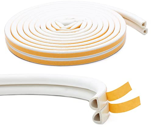 Poxiaoer 12 M Zugluftstopper FüR TüRen,Dichtungsband Selbstklebend,Fensterdichtung Selbstklebend, D-FöRmiges Schaumstoff-Klebeband, Anti-Kollision/Wasserdichter,Zugluftstopper FüR FenstertüRdichtung