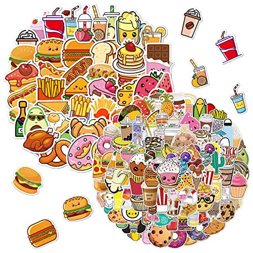 150PCS Food Stickers, Vinyl Waterproof Aesthetic Stickers for Kids - Decorate Water Cups, Laptops, Luggage, Skateboards
