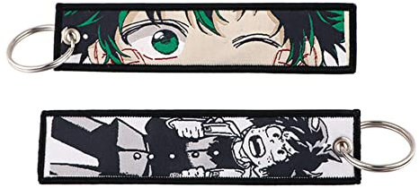 Mamarmot 2 Stück Anime Schlüsselanhänger bestickt Key Jet Tag Rucksack Tag Schwanz Motorrad Auto Schlüsselanhänger Halter Schlüsselanhänger, Cartoon-5., Small