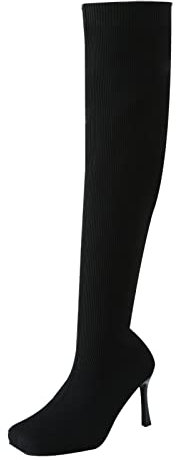 Stivali Alti Donna Tacco Stivali Alti Donna con Lacci Stivali Moto Donna Stivali Donna Estivi Traforati Donna Stivali Stivaletti Espadrillas Donna Basse Sandali Donna Estivi B-Nero 37