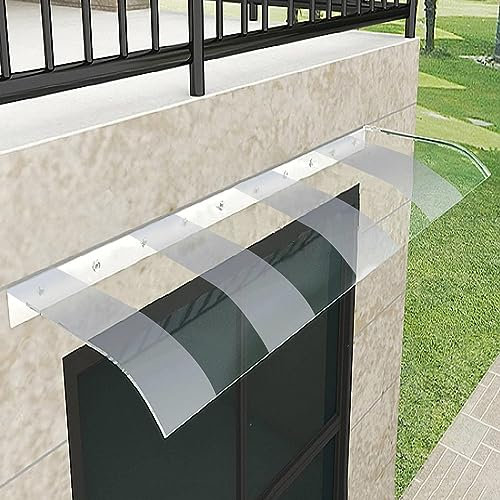 KGUDYS Überdachung 40/60/80/90/120/150cm,Vordach Für Haustür, Aussenüberdachung Wasserdicht,Uv Regen Schneeschutz Baldachin,Durchscheinendes Einteiliges Polycarbonat Blatt,40x220cm/16x87in