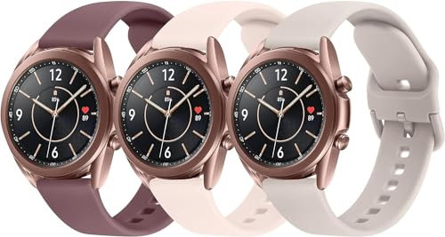 Vancle 3Pack für Samsung Galaxy Watch 3 41mm Armband Damen Herren,Silikon Sport Ersatzarmbänder Uhrenarmband für Samsung Galaxy Watch 3 Armband 41mm (Starlight/Rosa/Violett)