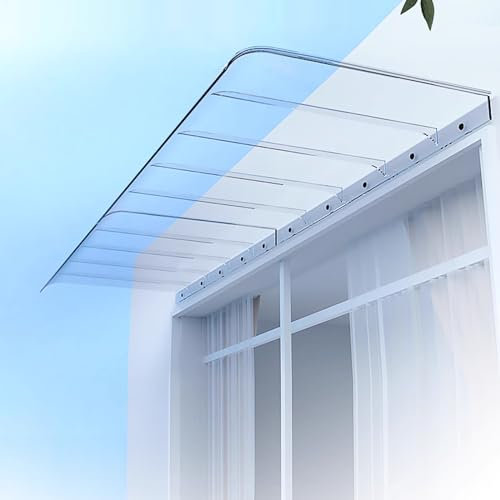 Zlovne Auvent de Porte et Fenêtres Invisible,Auvent de Véranda Transparent,Auvent Marquise d'Entrée,Marquise Solaire Abri Banne Entrée Protection,Extérieur Feuille de Polycarbonate (40x140cm/16 x55)