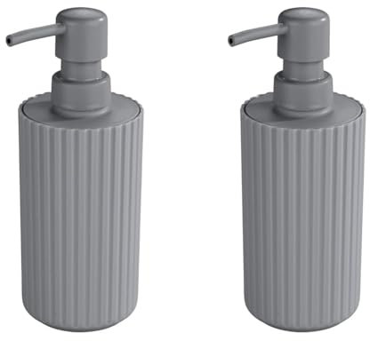 Allstar Seifenspender Minas Grau - Flüssigseifen-Spender, Spülmittel-Spender Fassungsvermögen: 0.28 l, Polypropylen, 7 x 18 x 7 cm, Grau (Packung mit 2)