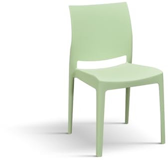 PAZZO DESIGN Sedia Alberto, Set Da 4 Sedie, Verde Pastello, Polipropilene, Per Cucina e Sala Da Pranzo, Interno E Esterno, Impilabile - id_2025