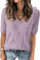 TrendiMax Damen T-Shirt V Ausschnitt Kurzarm Strick Shirt Dünne Pullover Sommer Frühling Strickpullover Casual Oberteile Bluse Tops (M, Frisch Lila)