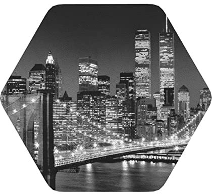 Lot de 6 dessous de verre en PVC imprimé New York - Dessous de verre hexagonaux pour boisson et café